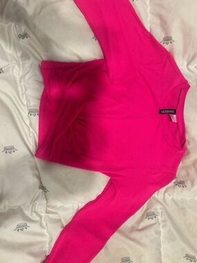 Divided Hot Pink Ribbed Long Sleeve Top